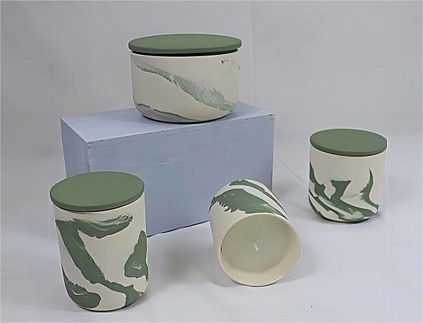 Ceramiczne słoiki na świece z naturalnego zielonego marmuru: ręcznie wykonany kunszt spotyka się z barwami natury – wygrana dla entuzjastów domu i partnerów B2B
