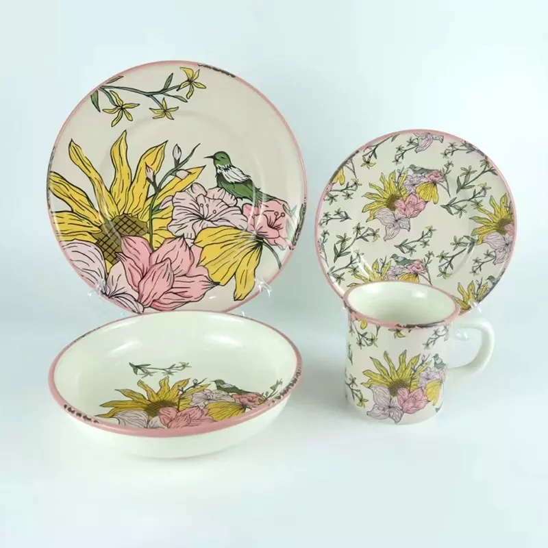 Zestaw naczyń ceramicznych do zmywarki z luksusowym wzorem