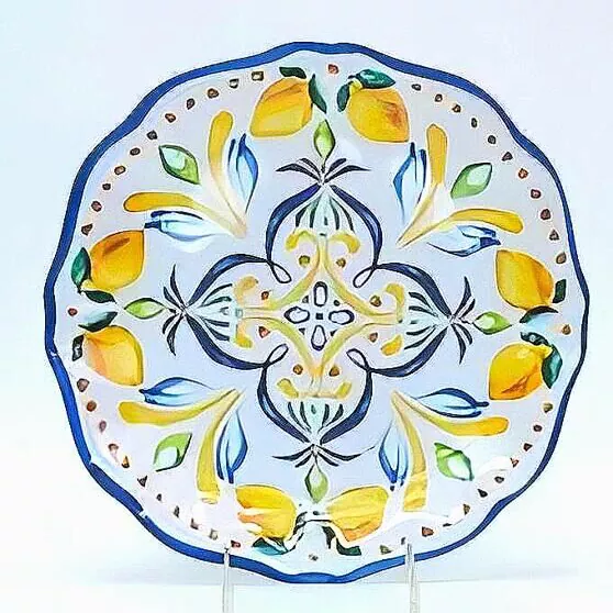 Ręcznie malowany zestaw ceramicznych zastaw stołowych w kolorze cytryny