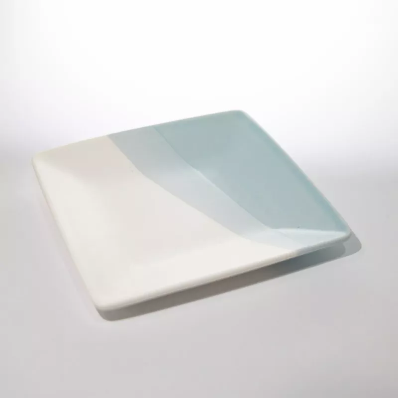 Nowoczesny dwukolorowy talerz ceramiczny kwadratowy