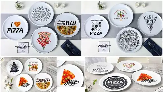 Zestaw talerzy ceramicznych z motywem pizzy Zestaw talerzy ceramicznych z motywem pizzy